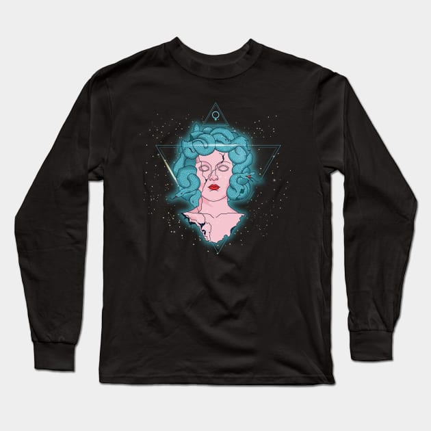 Medusa Gorgo With Venomous Snake Head Long Sleeve T-Shirt by POD Anytime